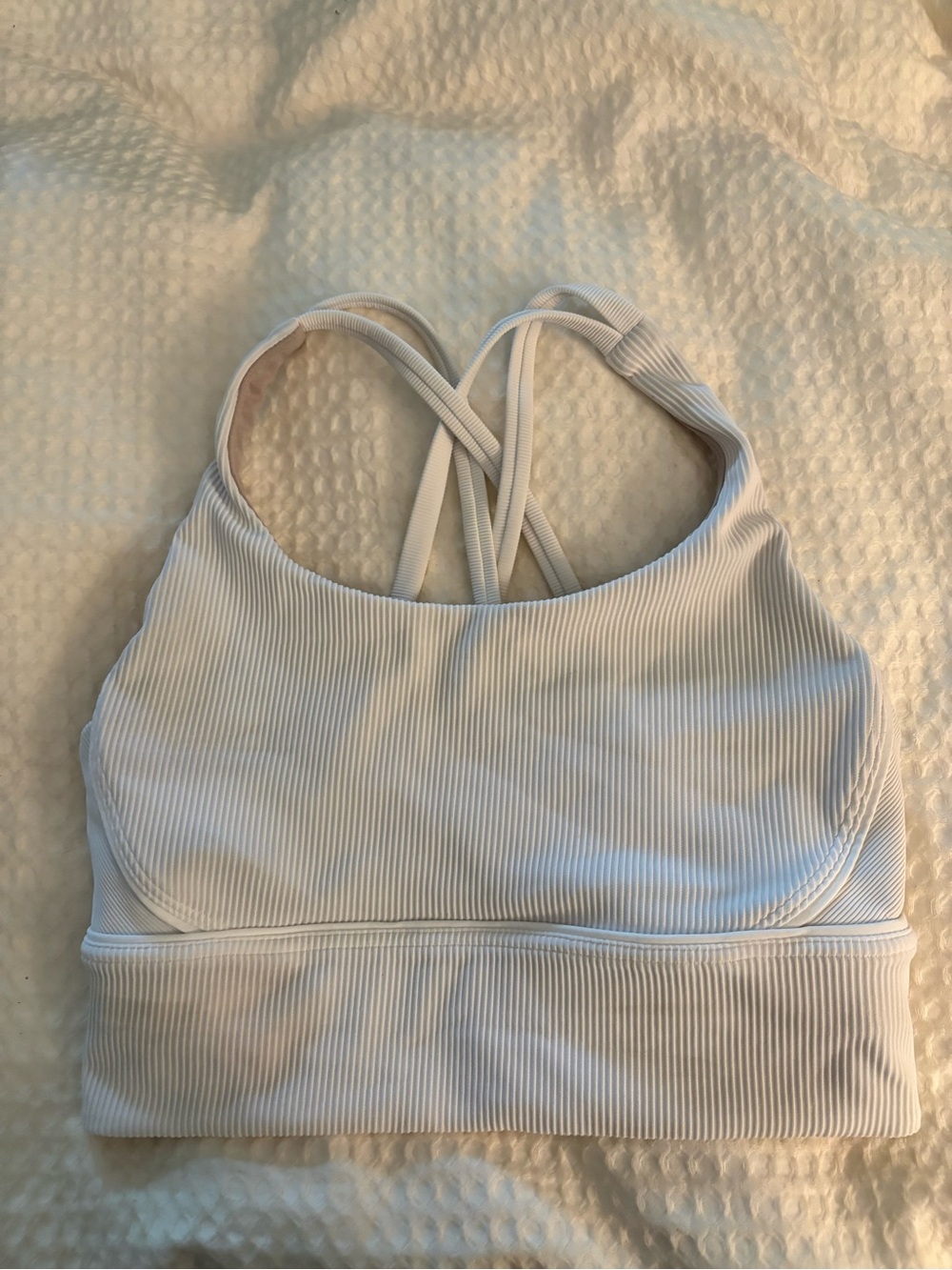 lululemon athletica white ribbed long line sports bra